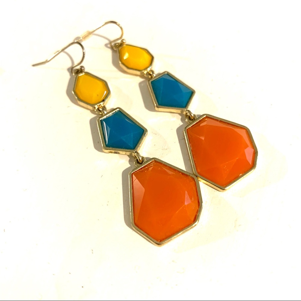 Charming Charlie blue orange yellow earrings